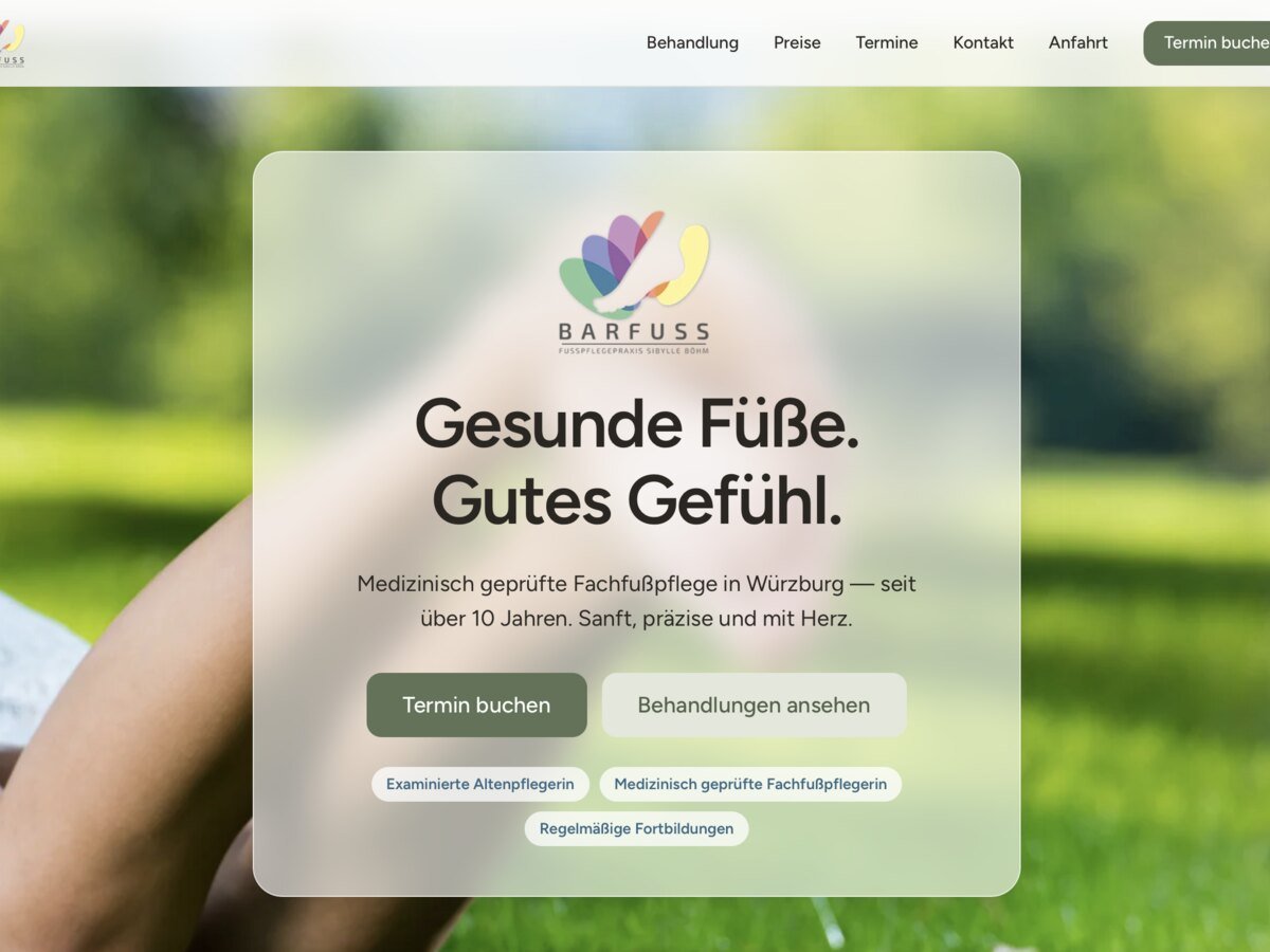 Website Fußpflege BARFUSS